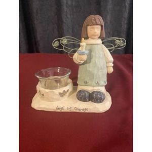CRAZY MOUNTAIN CANDLE HOLDER - ANGEL OF COURAGE FIGURINE W/ WIRE WINGS